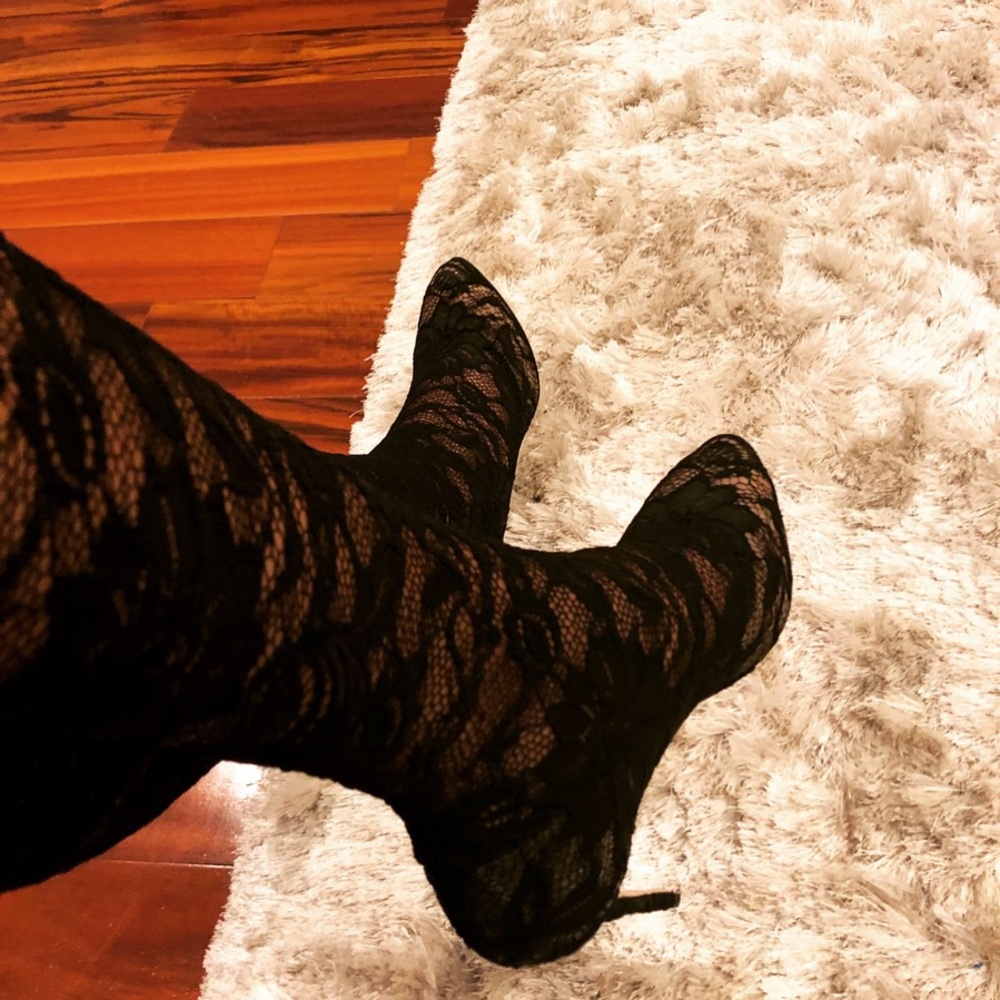 Dolce & Gabbana Lace Thigh High Boot Runway